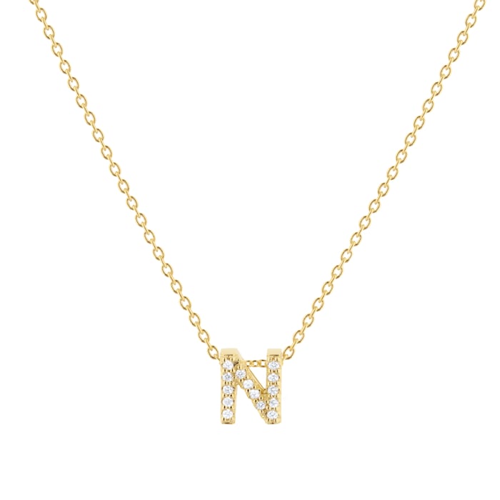 Roberto Coin Tiny Treasures 18ct Yellow Gold 0.07ct Love Letter N Necklaces