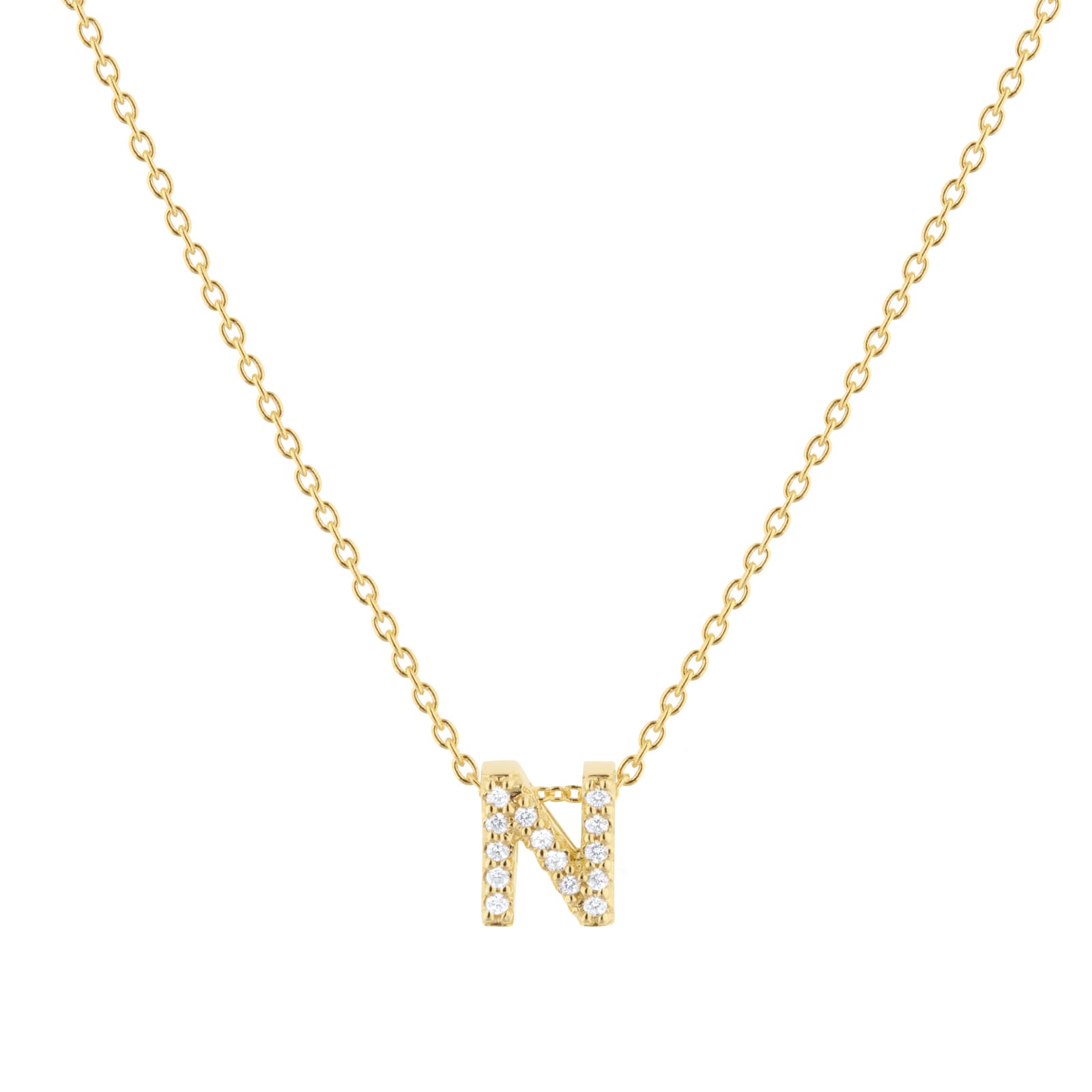 Roberto Coin Tiny Treasures 18ct Yellow Gold 0.07ct Love Letter N Necklaces Roberto Coin Tiny Treasures 18ct Yellow Gold 0.07ct Love Letter N Necklaces