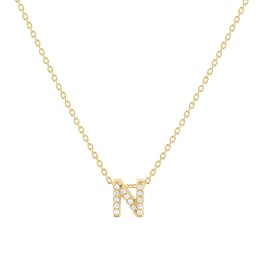 37050145 - Tiny Treasures 18ct Yellow Gold 0.07ct Love Letter N Necklaces
