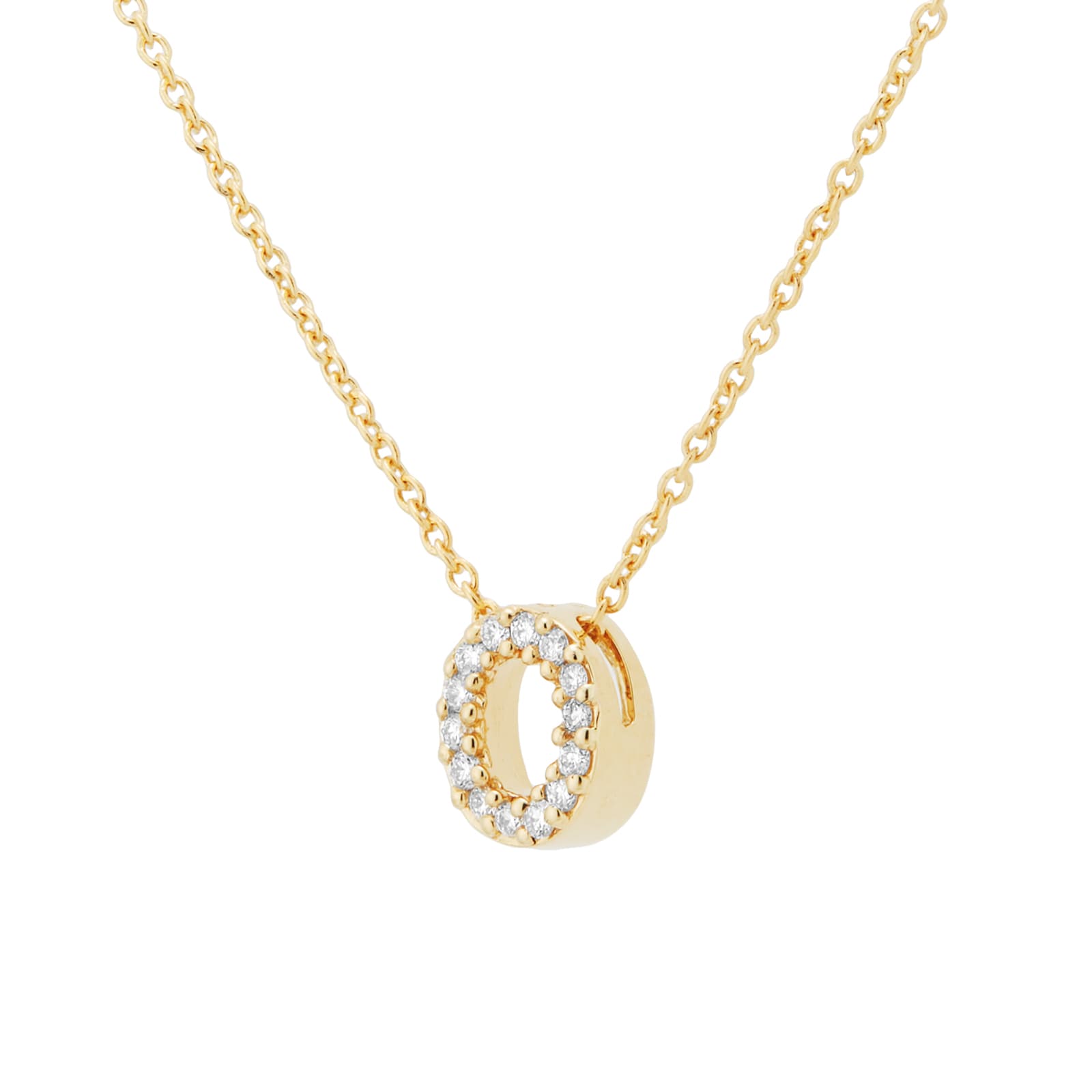 Roberto Coin Tiny Treasures 18ct Yellow Gold 0.06ct Love Letter O Necklaces Roberto Coin Tiny Treasures 18ct Yellow Gold 0.06ct Love Letter O Necklaces