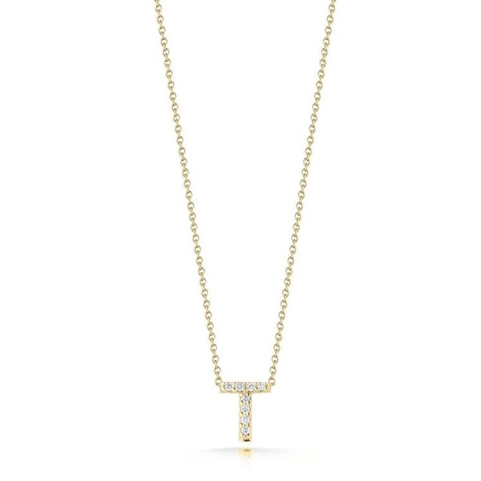 Roberto Coin Tiny Treasures 18ct Yellow Gold 0.04ct Love Letter T Necklaces