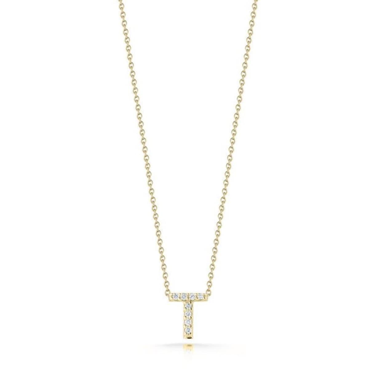 Roberto Coin Tiny Treasures 18ct Yellow Gold 0.04ct Love Letter T Necklaces