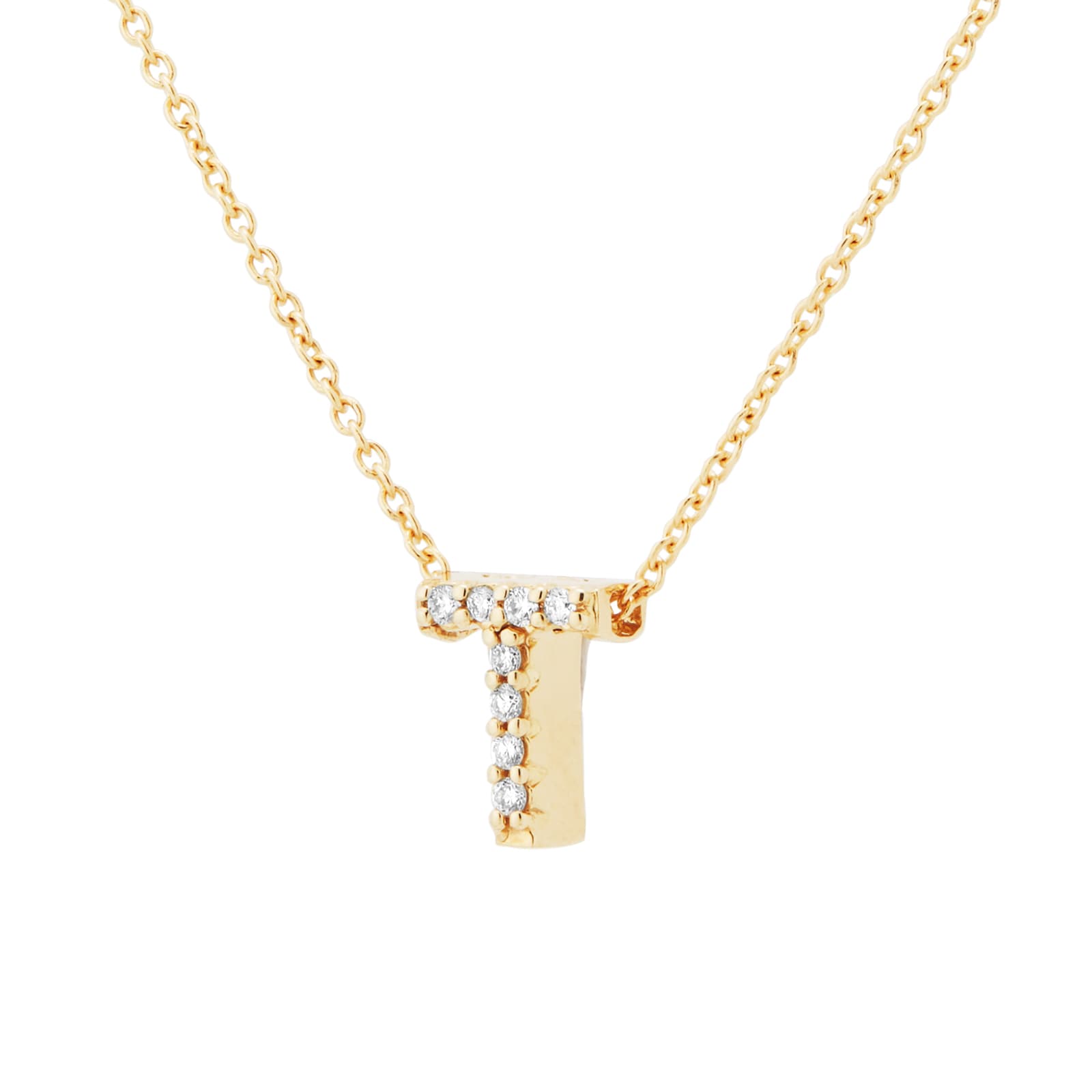 Roberto Coin Tiny Treasures 18ct Yellow Gold 0.04ct Love Letter T Necklaces