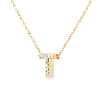 Roberto Coin Tiny Treasures 18ct Yellow Gold 0.04ct Love Letter T Necklaces