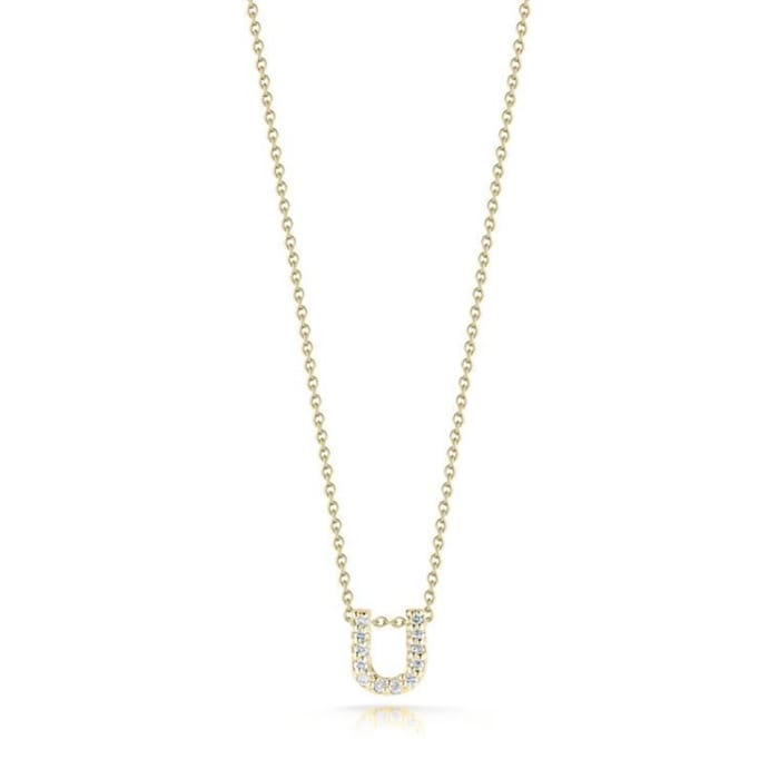 Roberto Coin Tiny Treasures 18ct Yellow Gold 0.06ct Love Letter U Necklaces