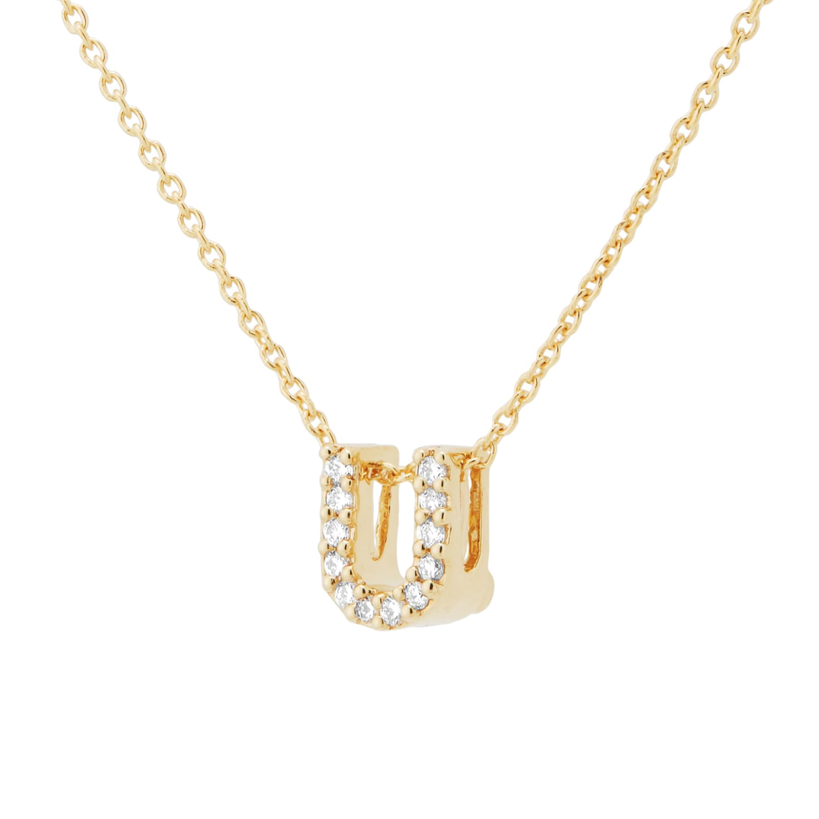 Roberto Coin Tiny Treasures 18ct Yellow Gold 0.06ct Love Letter U Necklaces