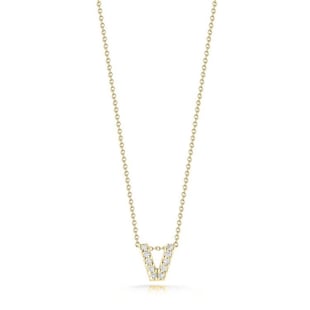 Roberto Coin Tiny Treasures 18ct Yellow Gold 0.05ct Love Letter V Necklaces