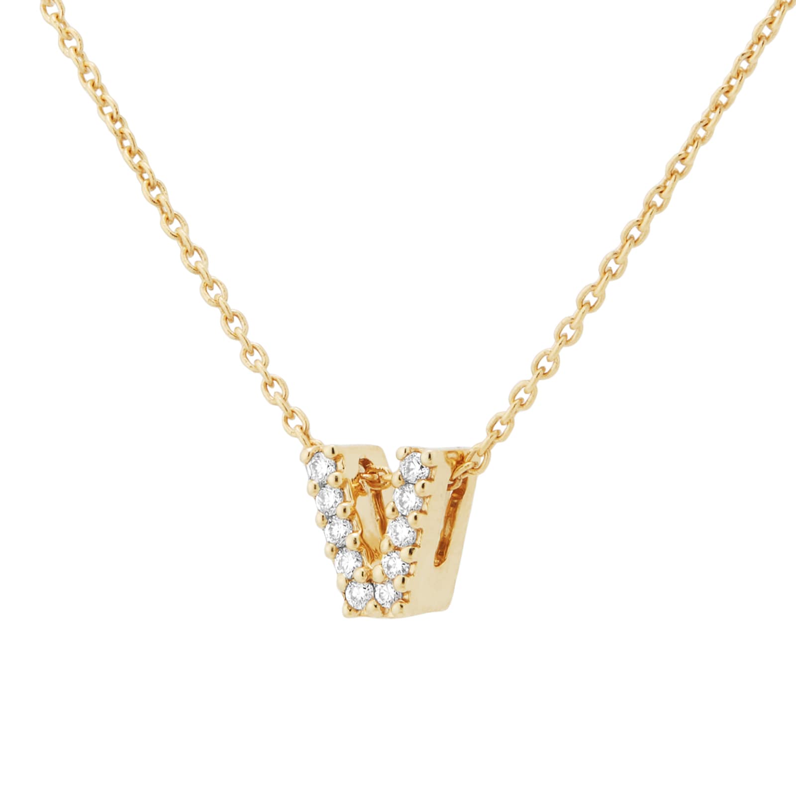 Roberto Coin Tiny Treasures 18ct Yellow Gold 0.05ct Love Letter V Necklaces
