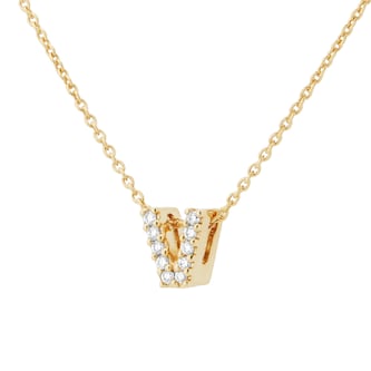 Roberto Coin Tiny Treasures 18ct Yellow Gold 0.05ct Love Letter V Necklaces