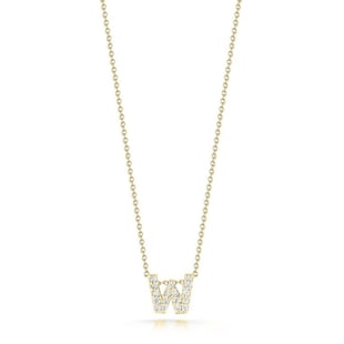 Roberto Coin Tiny Treasures 18ct Yellow Gold 0.08ct Love Letter W Necklaces