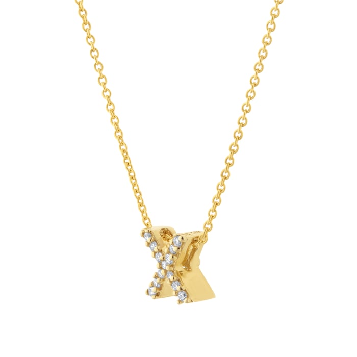 Roberto Coin Tiny Treasures 18ct Yellow Gold 0.05ct Love Letter X Necklaces