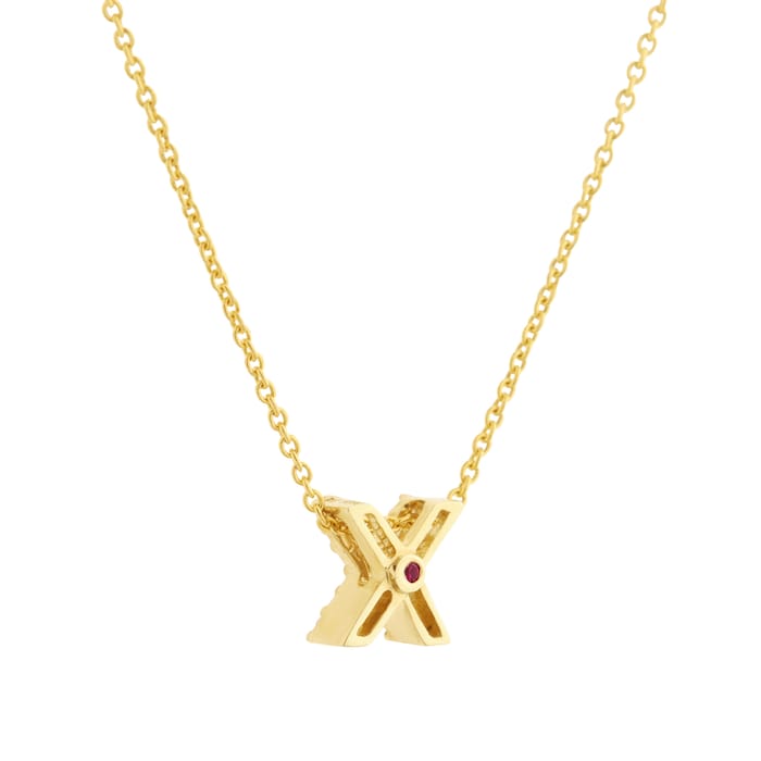 Roberto Coin Tiny Treasures 18ct Yellow Gold 0.05ct Love Letter X Necklaces