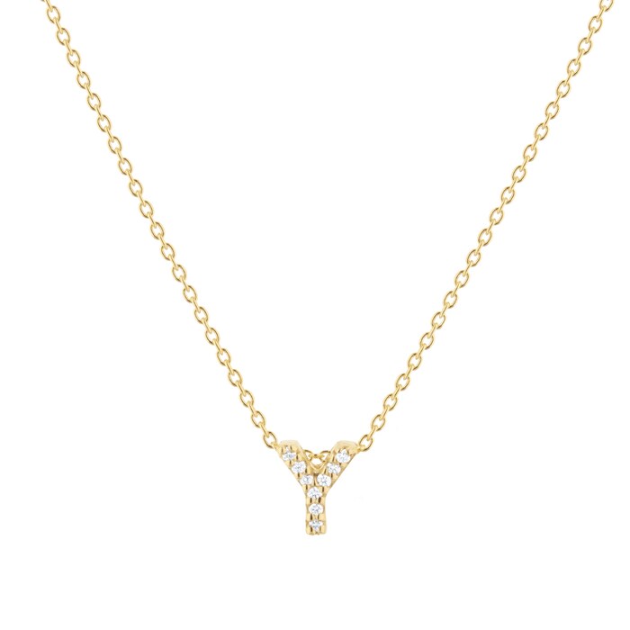 Roberto Coin Tiny Treasures 18ct Yellow Gold 0.04ct Love Letter Y Necklaces