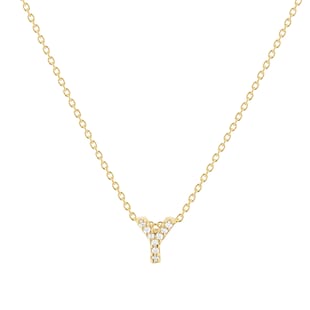 Roberto Coin Tiny Treasures 18ct Yellow Gold 0.04ct Love Letter Y Necklaces