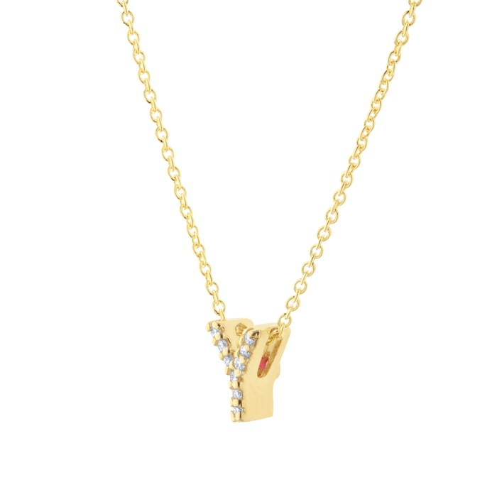 Roberto Coin Tiny Treasures 18ct Yellow Gold 0.04ct Love Letter Y Necklaces