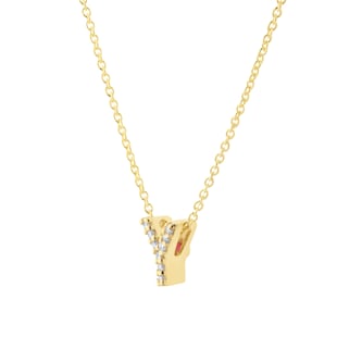 Roberto Coin Tiny Treasures 18ct Yellow Gold 0.04ct Love Letter Y Necklaces