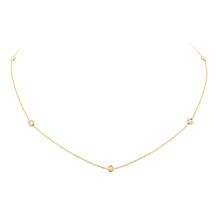 Roberto Coin Diamonds By The Inch 18ct Yellow Gold 0.25ct Diamond 5 Station Necklace