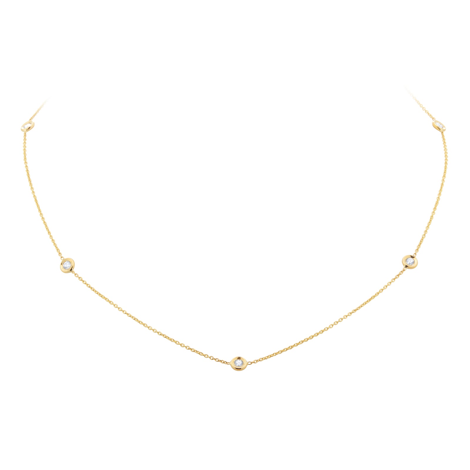 Roberto Coin Diamonds By The Inch 18ct Yellow Gold 0.25ct Diamond 5 Station Necklace