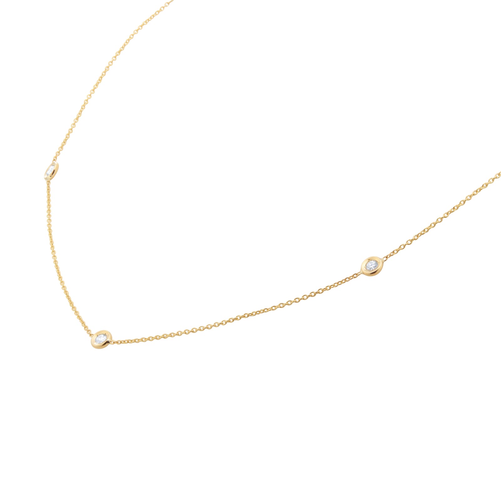 Roberto Coin Diamonds By The Inch 18ct Yellow Gold 0.25ct Diamond 5 Station Necklace Roberto Coin Diamonds By The Inch 18ct Yellow Gold 0.25ct Diamond 5 Station Necklace