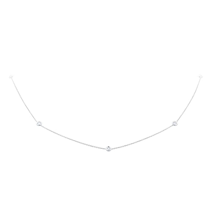 Roberto Coin Diamond By The Inch 18ct White Gold 0.25ct Diamond 5 Station Necklace