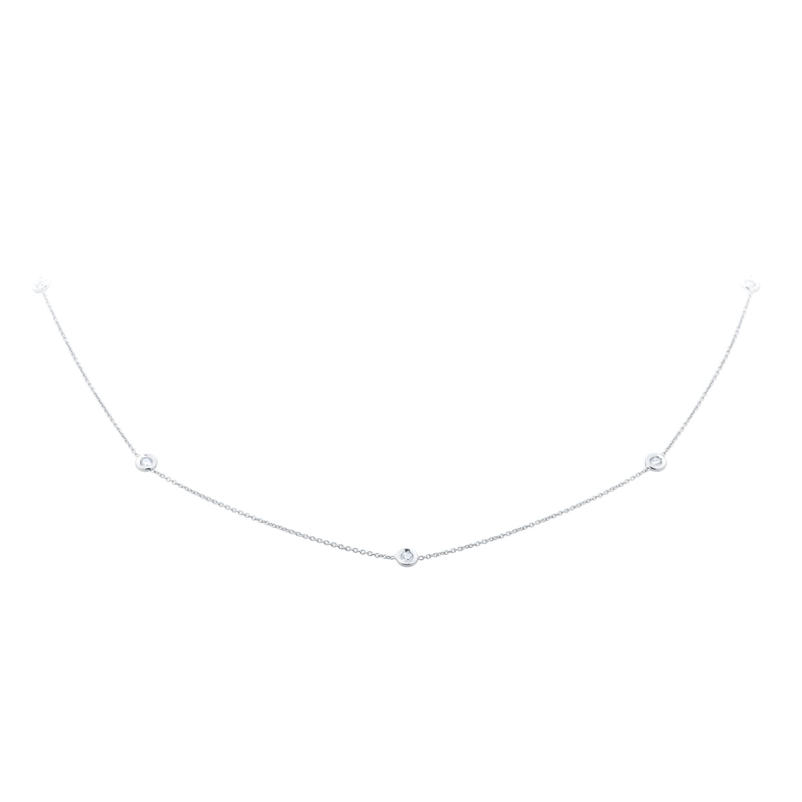 Roberto Coin Diamond By The Inch 18ct White Gold 0.25ct Diamond 5 Station Necklace