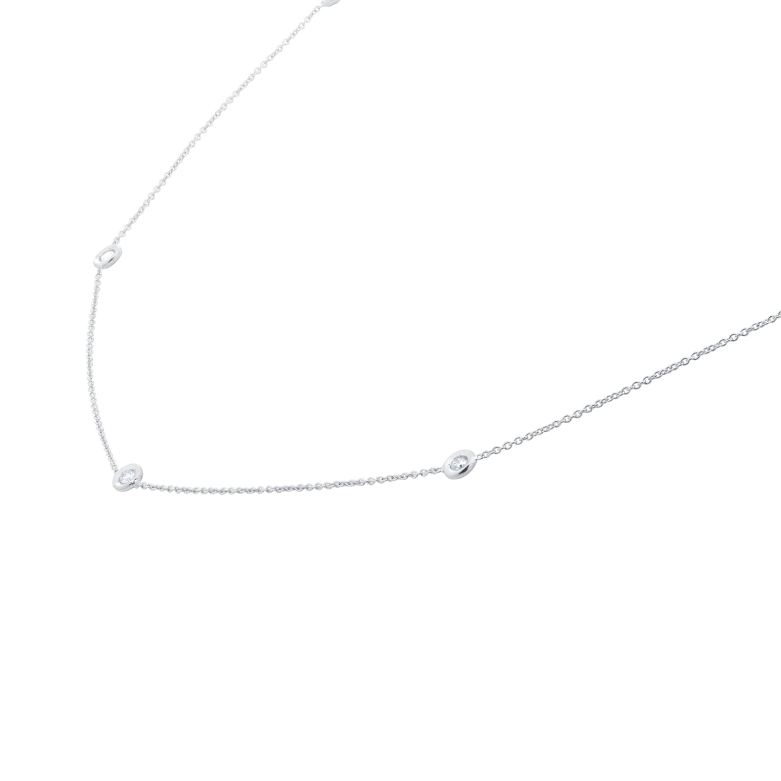 Roberto Coin Diamond By The Inch 18ct White Gold 0.25ct Diamond 5 Station Necklace