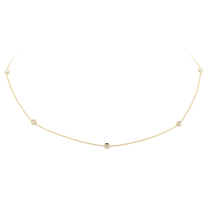 Roberto Coin Diamond By The Inch 18ct Yellow Gold 0.35ct Diamond 7 Station Necklace