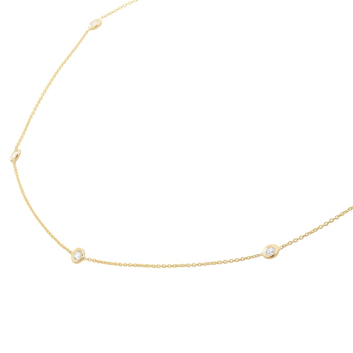 Roberto Coin Diamond By The Inch 18ct Yellow Gold 0.35ct Diamond 7 Station Necklace