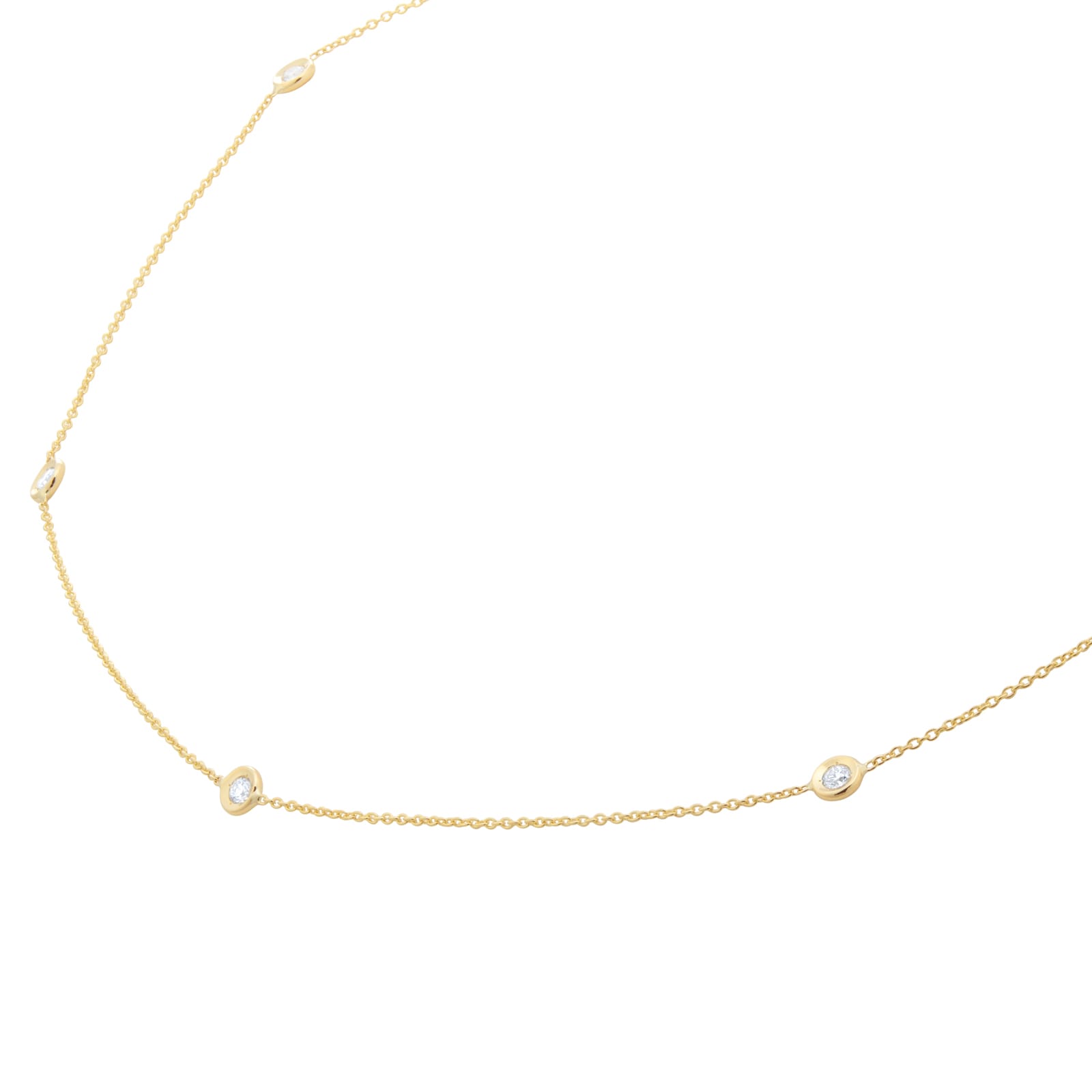 Roberto Coin Diamond By The Inch 18ct Yellow Gold 0.35ct Diamond 7 Station Necklace