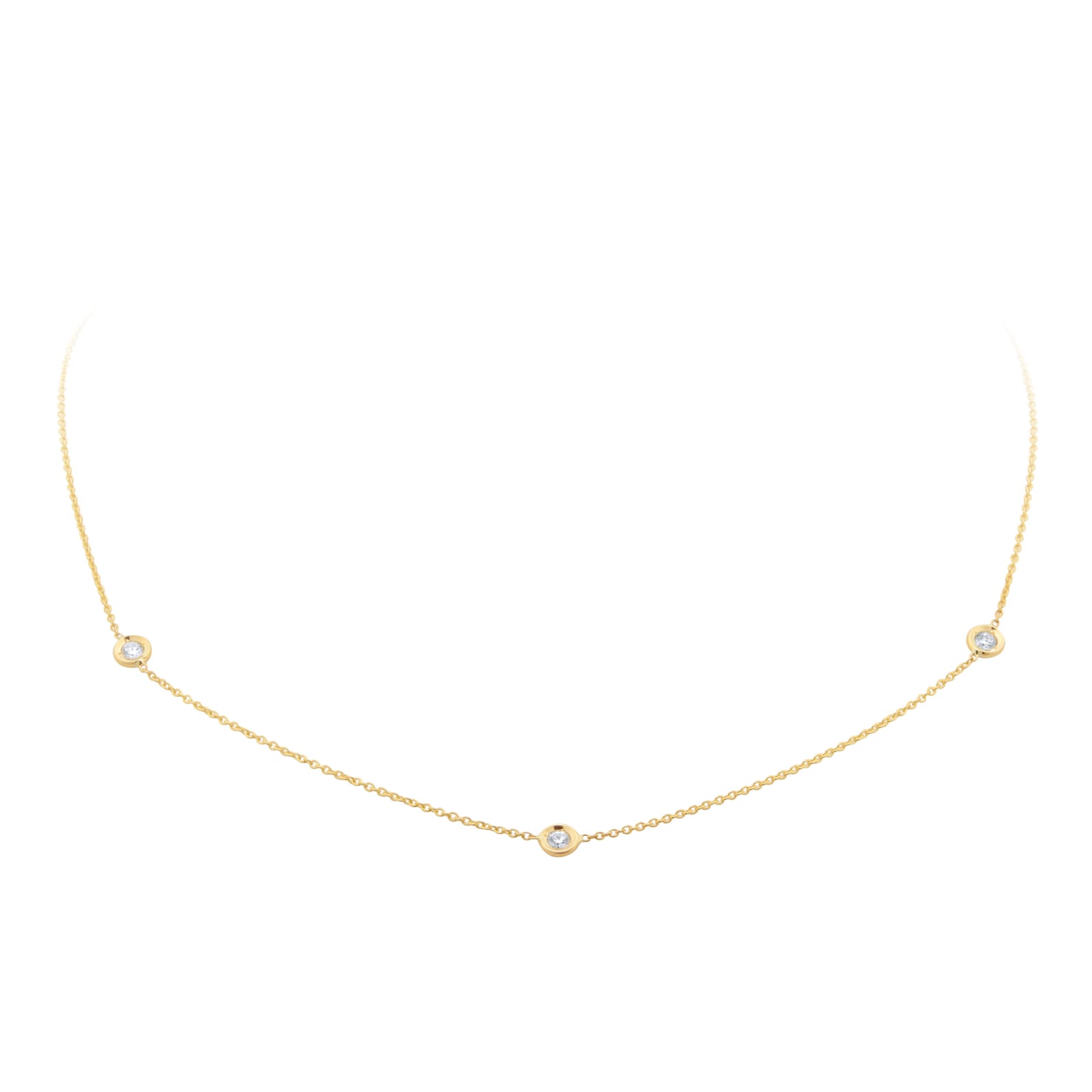 Roberto Coin Diamond By The Inch 18ct Yellow Gold 0.15ct Diamond 3 Station Necklace Roberto Coin Diamond By The Inch 18ct Yellow Gold 0.15ct Diamond 3 Station Necklace