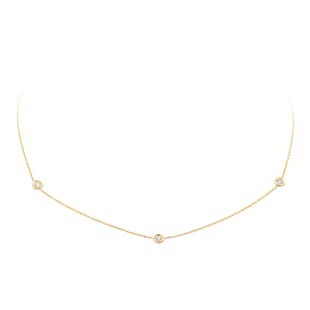Roberto Coin Diamond By The Inch 18ct Yellow Gold 0.15ct Diamond 3 Station Necklace