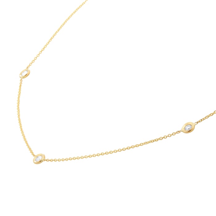 Roberto Coin Diamond By The Inch 18ct Yellow Gold 0.15ct Diamond 3 Station Necklace