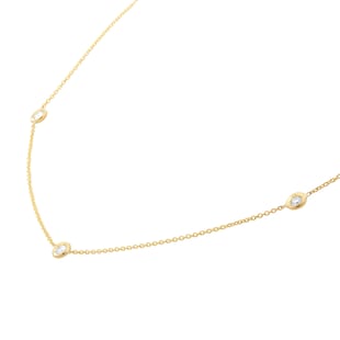 Roberto Coin Diamond By The Inch 18ct Yellow Gold 0.15ct Diamond 3 Station Necklace