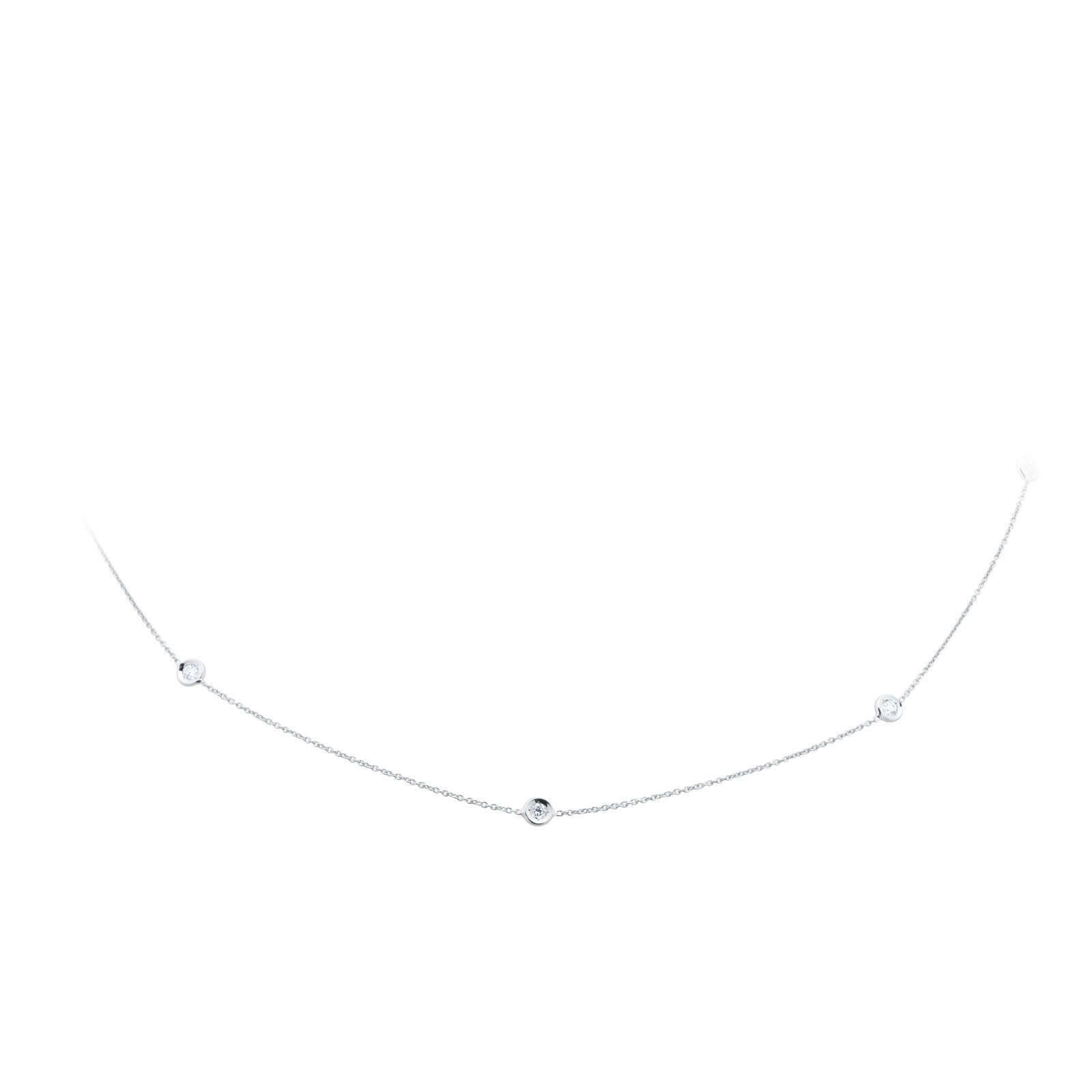 Roberto Coin Diamond By The Inch 18ct White Gold 0.35ct Diamond 5 Station Necklace
