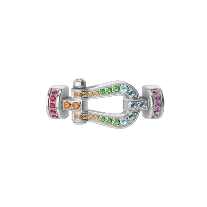 Fred Force 10 18ct White Gold & Coloured Stone Buckle Medium Model