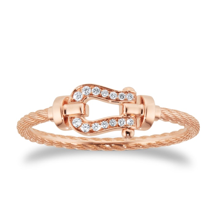 Fred Force 10 18ct Rose Gold 0.05ct Diamond Cable Ring