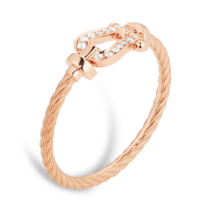 Fred Force 10 18ct Rose Gold 0.05ct Diamond Cable Ring - Ring Size I