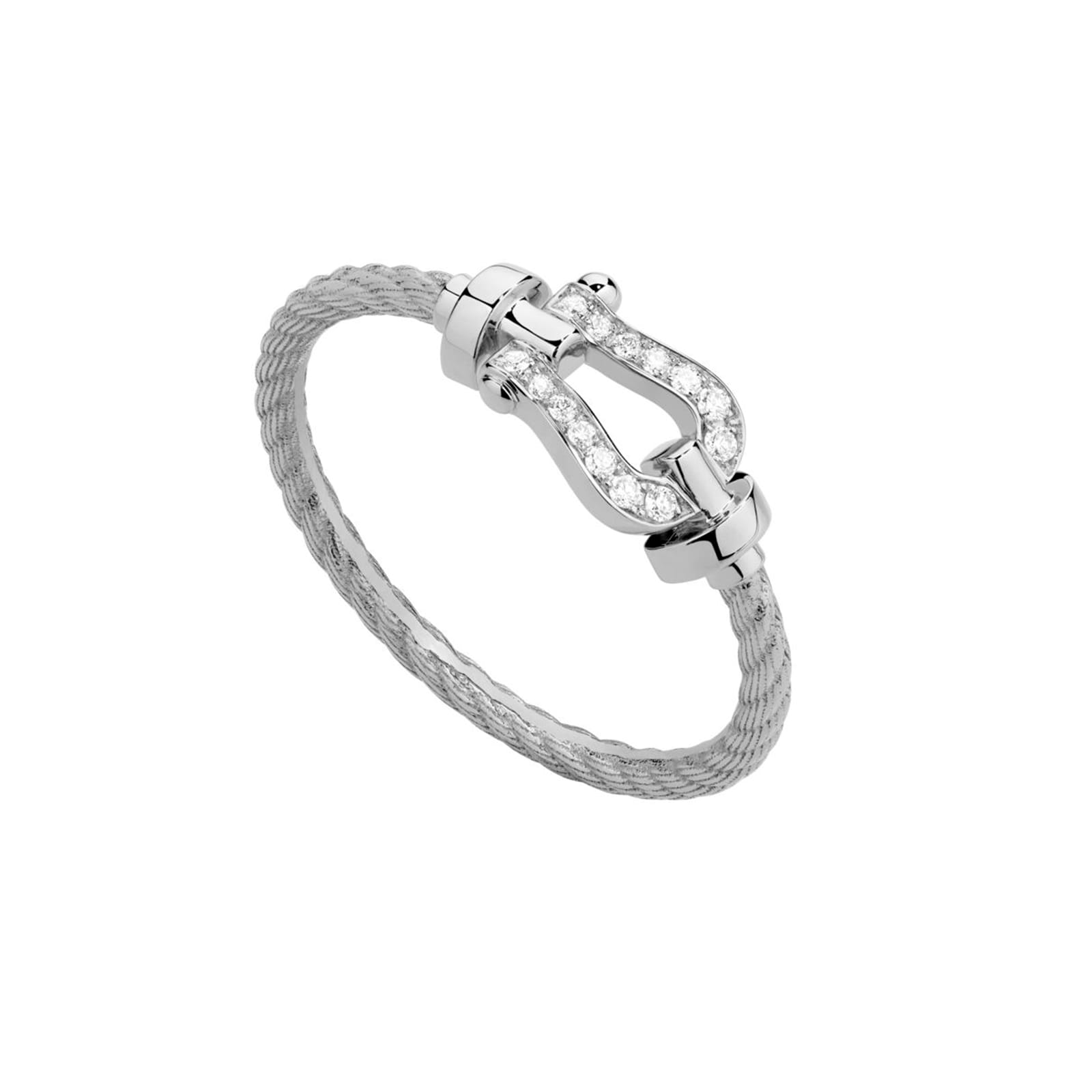Fred Force 10 18ct White Gold 0.05ct Diamond Cable Ring Fred Force 10 18ct White Gold 0.05ct Diamond Cable Ring
