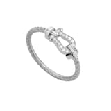 Fred Force 10 18ct White Gold 0.05ct Diamond Cable Ring - Ring Size J