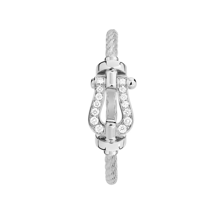 Fred Force 10 18ct White Gold 0.05ct Diamond Cable Ring - Ring Size I