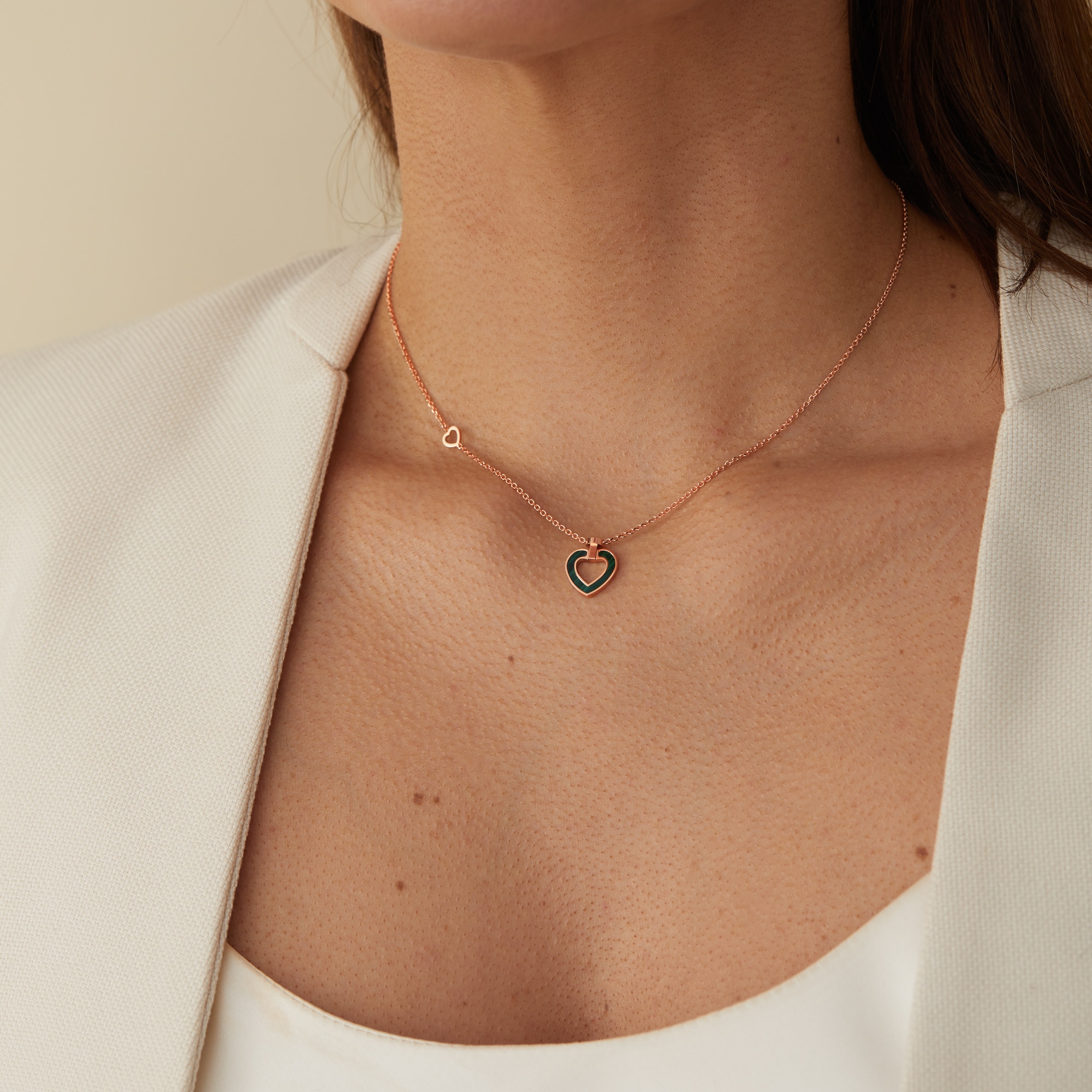 Fred Pretty Woman 18ct Rose Gold Mother of Pearl & Malachite Necklace