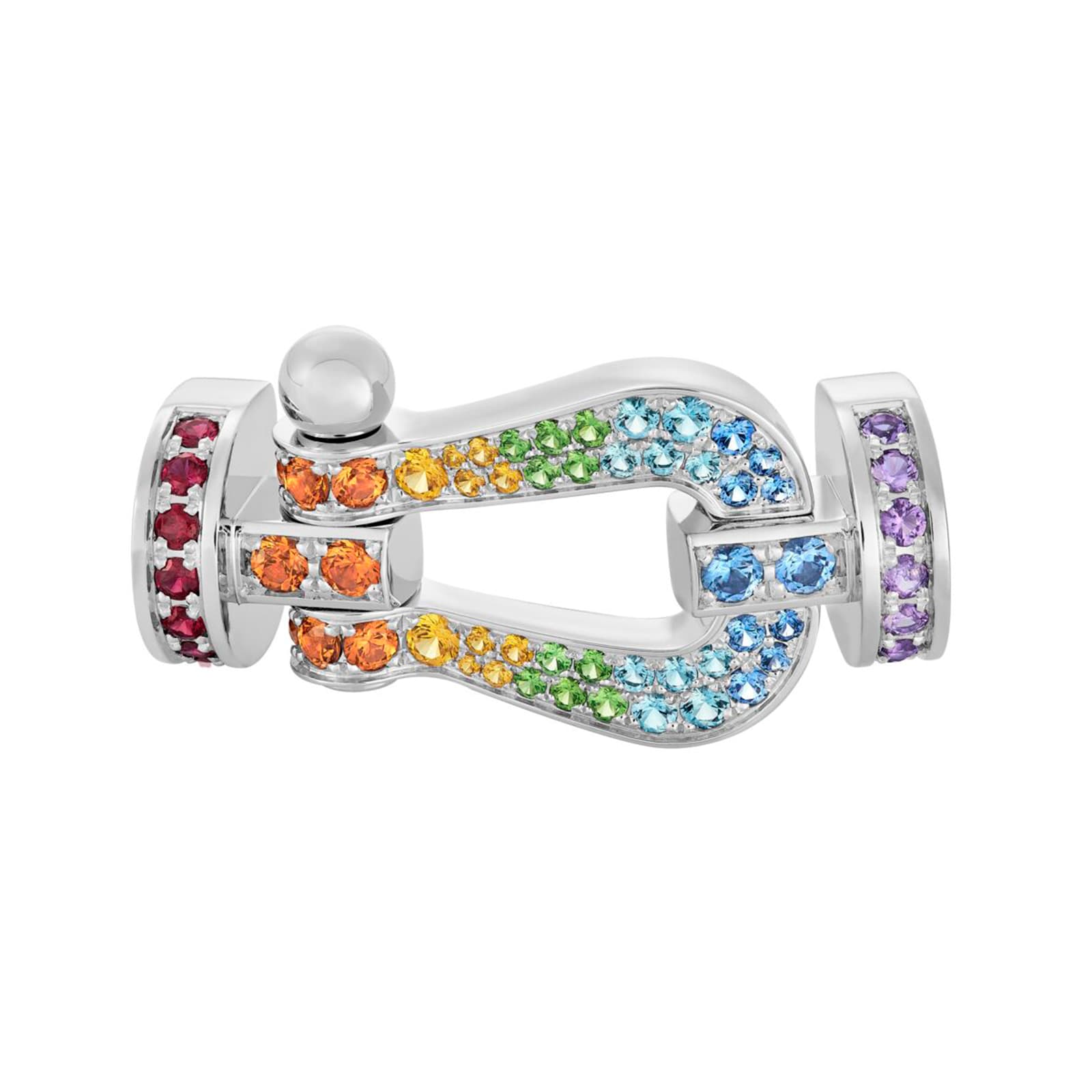 Fred Force 10 18ct White Gold Coloured Stone Buckle Large Model Fred Force 10 18ct White Gold Coloured Stone Buckle Large Model