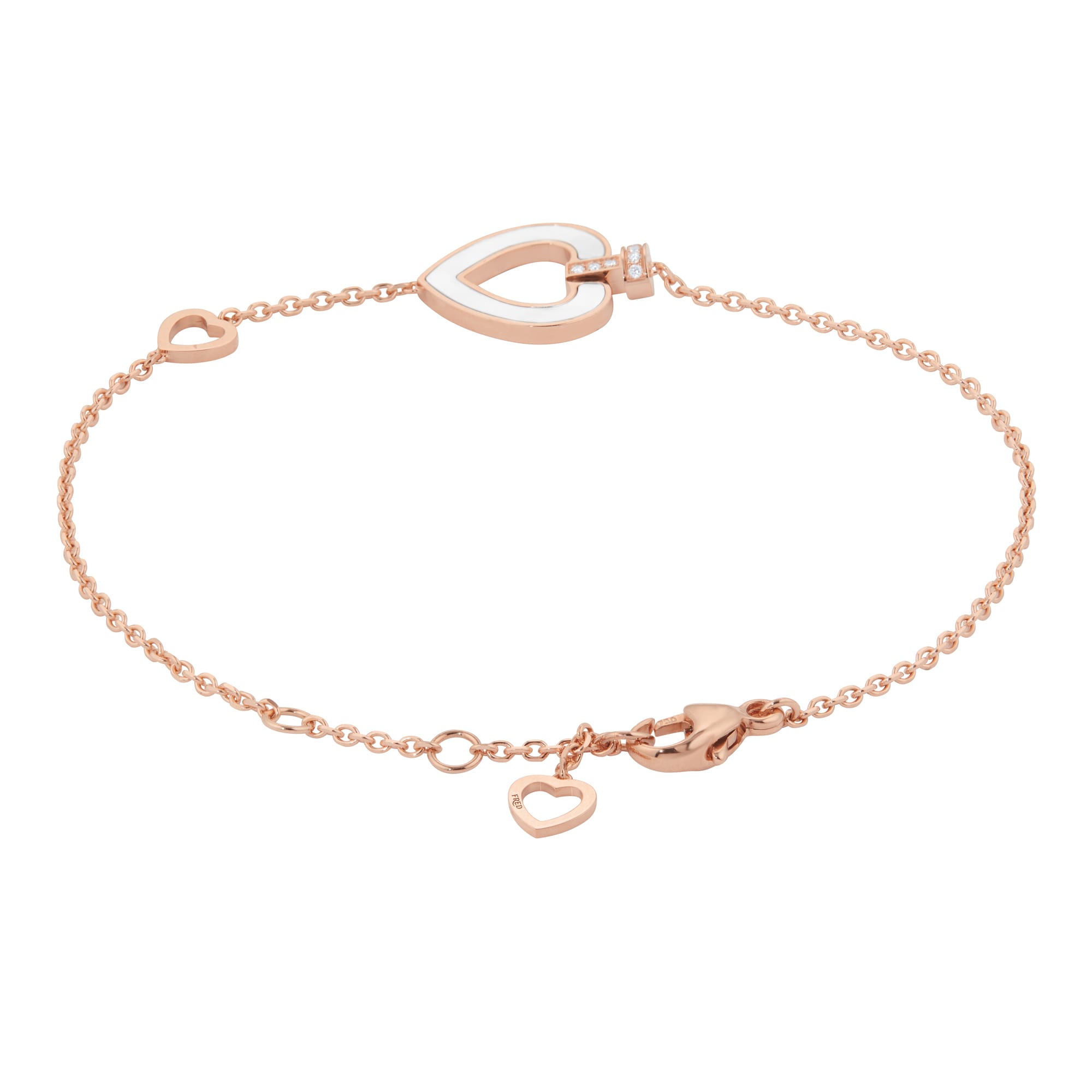 Fred Pretty Woman 18ct Rose Gold Mother of Pearl & Malachite Bracelet