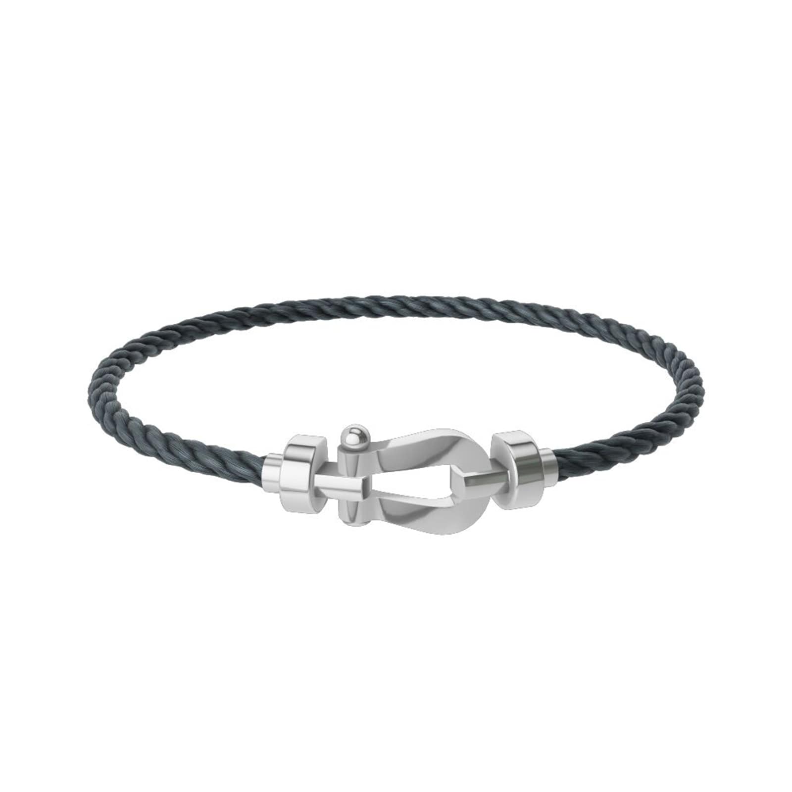 FRED Force 10 18ct White Gold Buckle & Storm Grey Cable Medium Model - Size 16 FRED Force 10 18ct White Gold Buckle & Storm Grey Cable Medium Model - Size 16