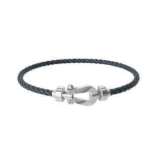 FRED Force 10 18ct White Gold Buckle & Storm Grey Cable Medium Model - Size 16