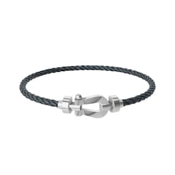 37080427 - Force 10 18ct White Gold Buckle & Storm Grey Cable Medium Model - Size 16
