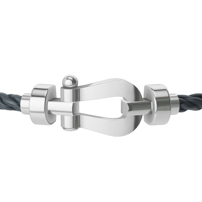 FRED Force 10 18ct White Gold Buckle & Storm Grey Cable Medium Model - Size 16