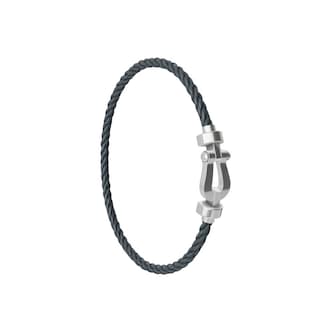 FRED Force 10 18ct White Gold Buckle & Storm Grey Cable Medium Model - Size 16