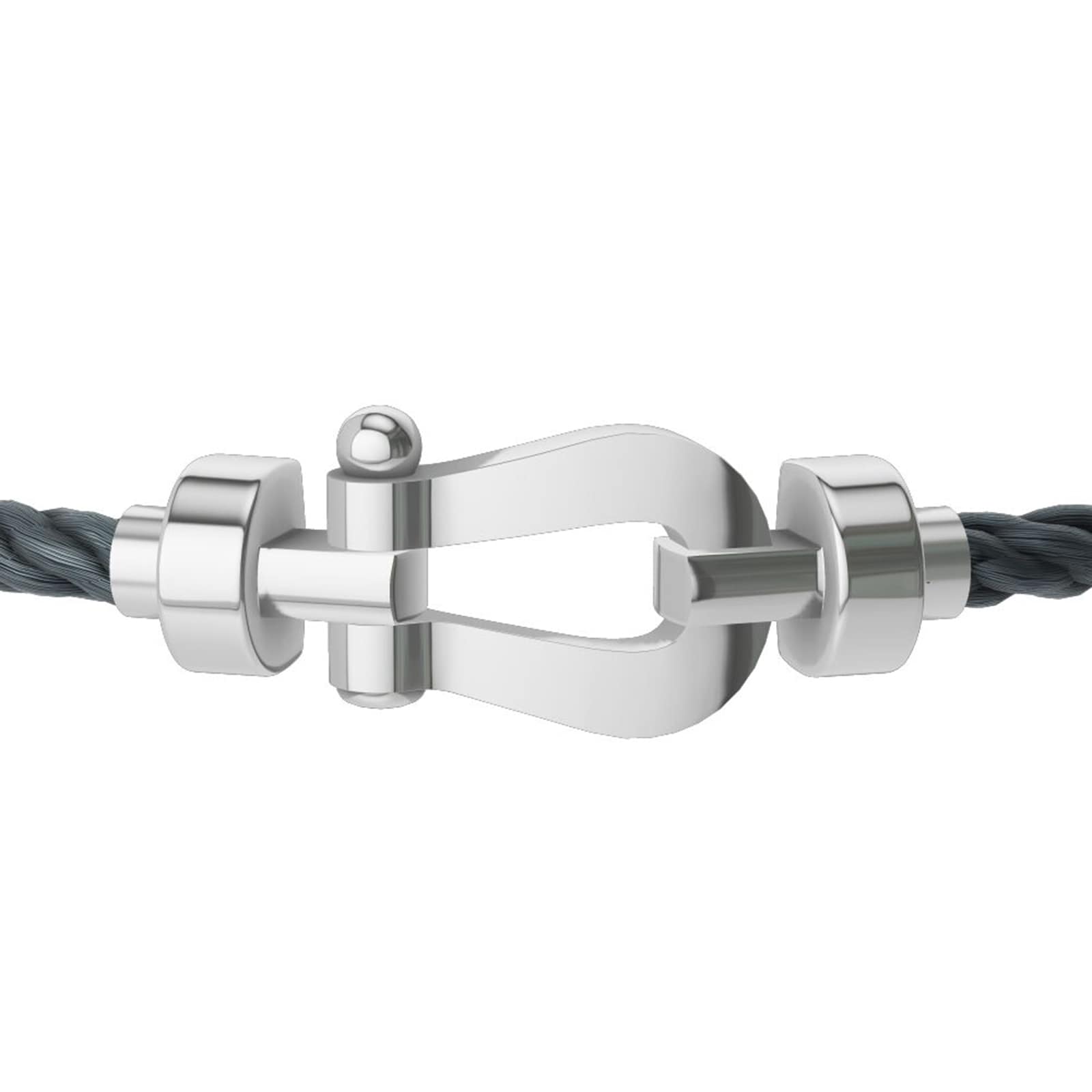 FRED Force 10 18ct White Gold Buckle & Storm Grey Cable Medium Model - Size 17 FRED Force 10 18ct White Gold Buckle & Storm Grey Cable Medium Model - Size 17