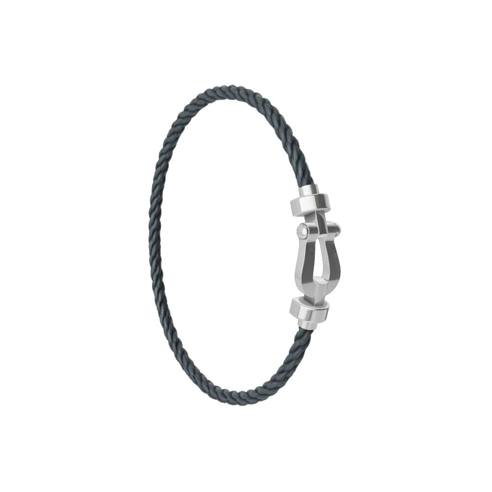 FRED Force 10 18ct White Gold Buckle & Storm Grey Cable Medium Model - Size 17 FRED Force 10 18ct White Gold Buckle & Storm Grey Cable Medium Model - Size 17